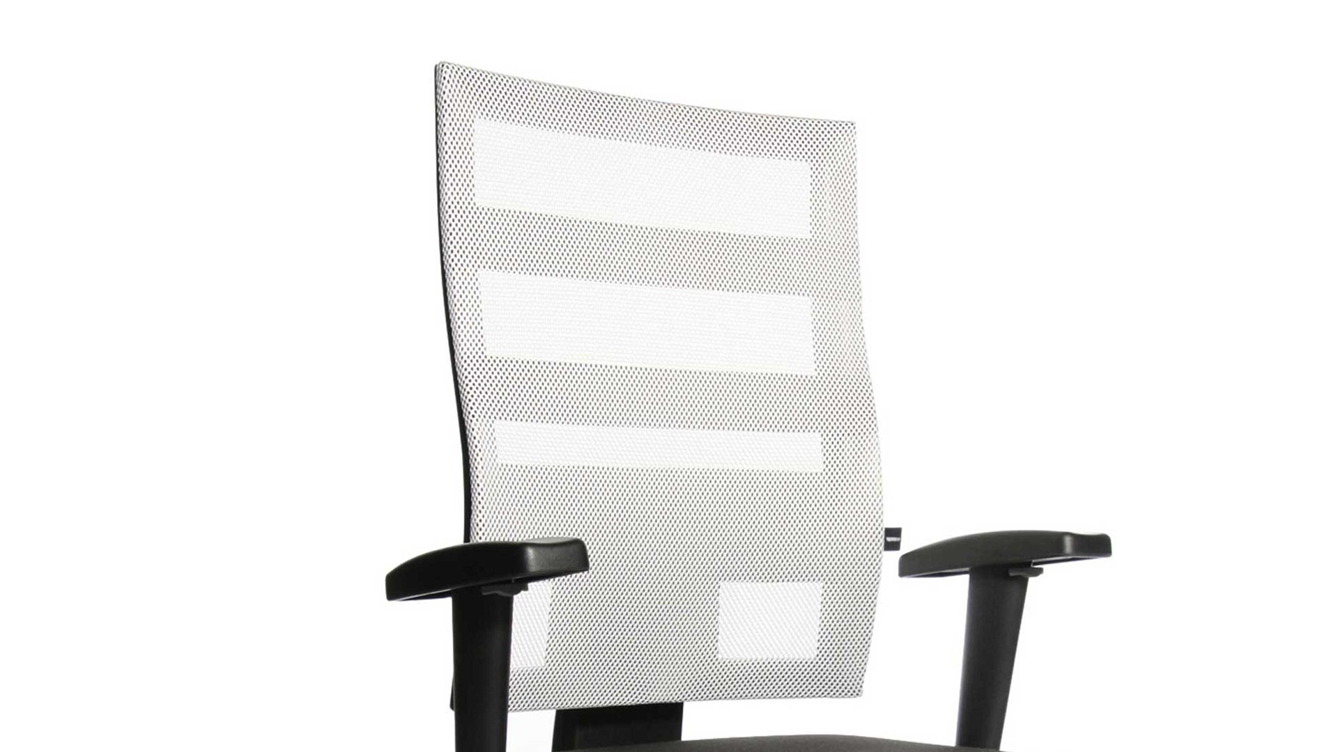 Drehstuhl OrthoSedis aus Stoff in Weiß Drehstuhl OrthoSedis 50 als Sitzmöbel fürs Büro weißer Netzbezug TT203 & poliertes Aluminium-Fußkreuz