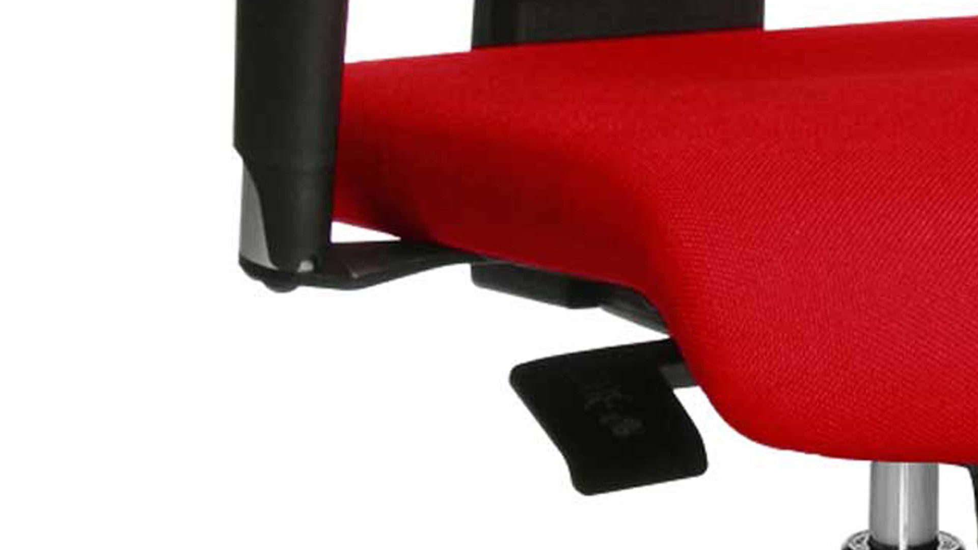 Drehstuhl OrthoSedis aus Stoff in Rot Drehstuhl OrthoSedis 50 als Sitzmöbel fürs Büro roter Netzbezug TT310 & poliertes Aluminium-Fußkreuz