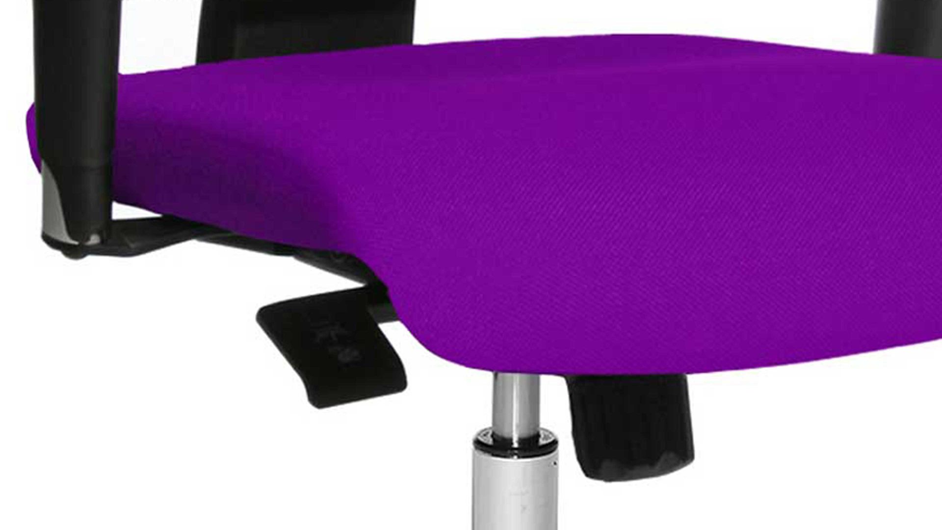 Drehstuhl OrthoSedis aus Stoff in Lila Drehstuhl OrthoSedis 50 als Sitzmöbel fürs Büro lilafarbener Netzbezug TT33 & poliertes Aluminium-Fußkreuz