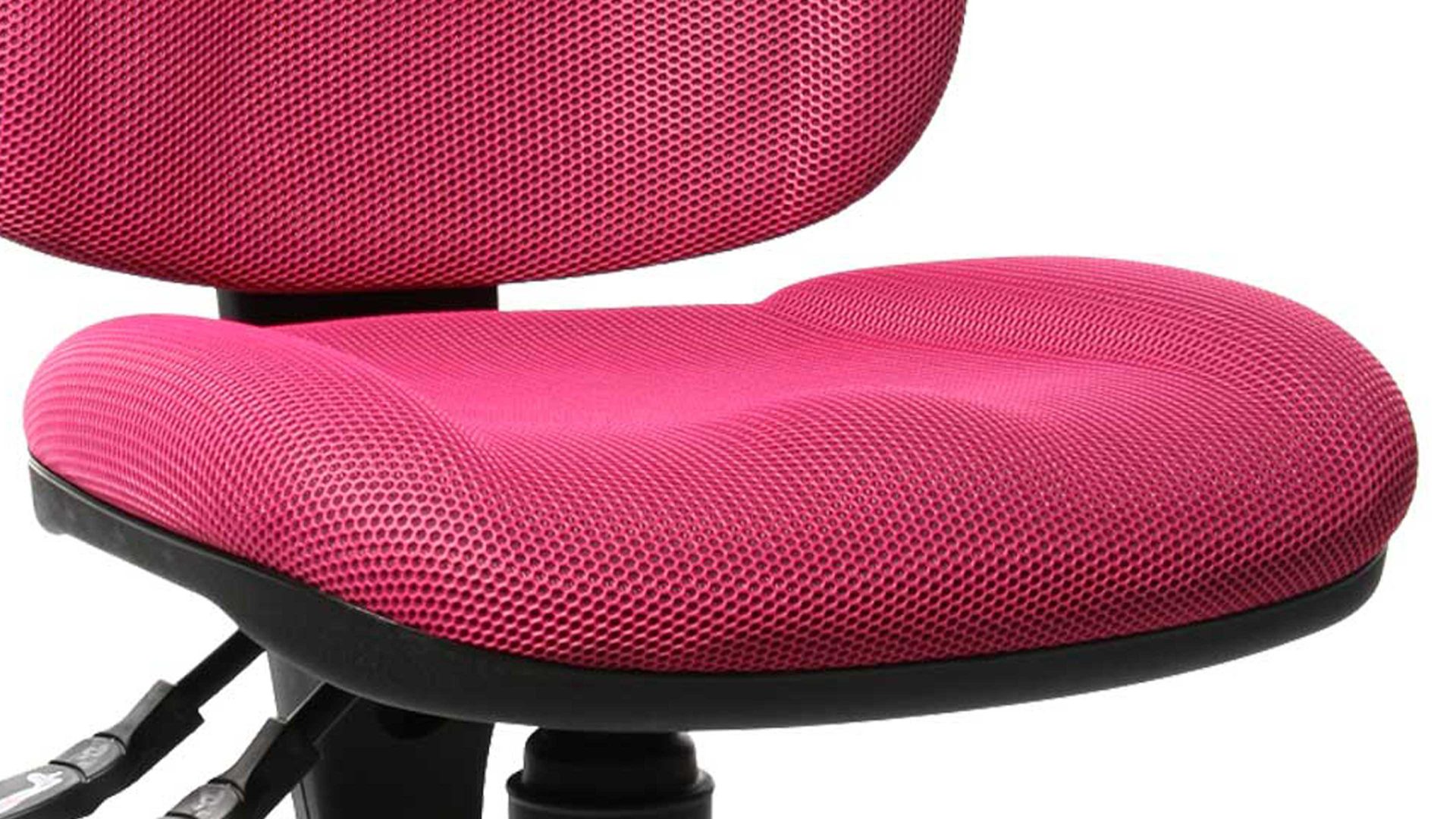 Drehstuhl OrthoSedis aus Stoff in Pink Bürodrehstuhl OrthoSedis 10 als Chefsessel pinker Bezug BB1 & verchromtes Drehkreuz