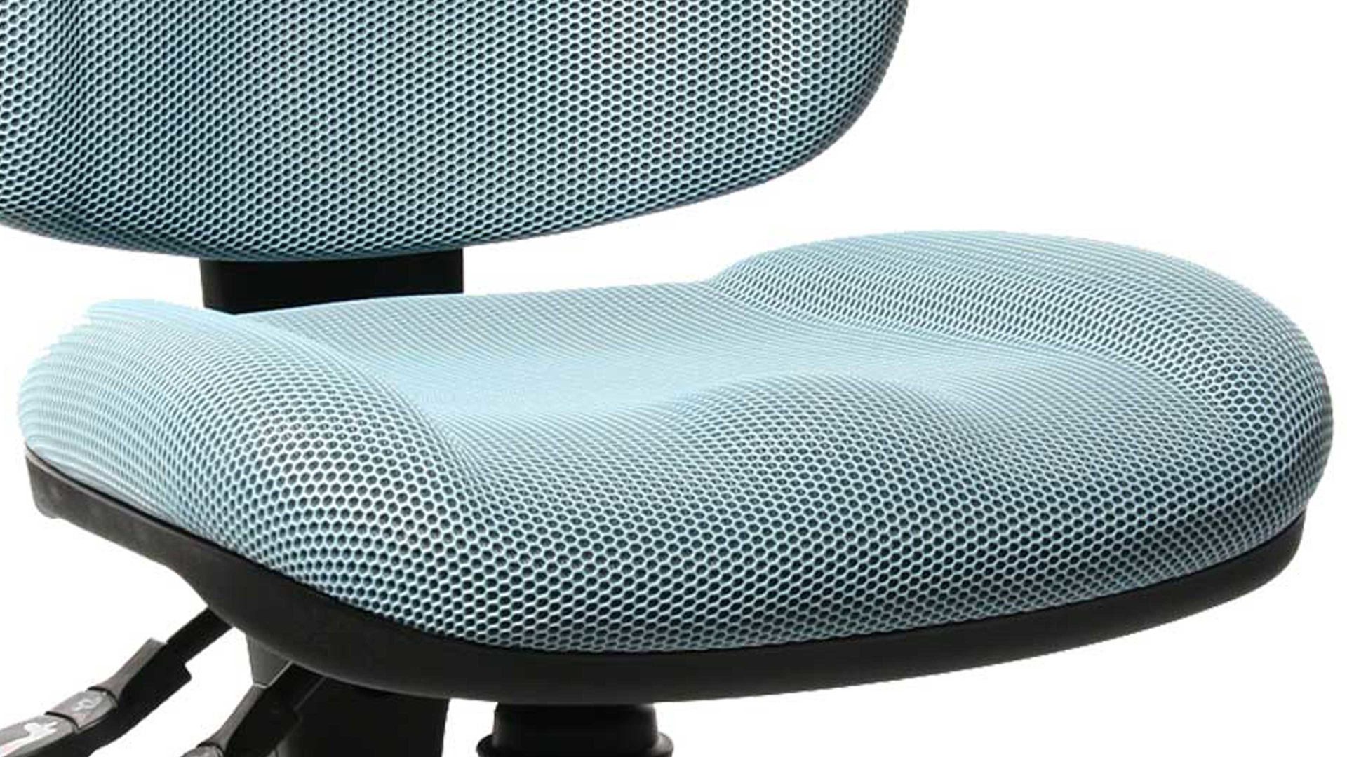 Drehstuhl OrthoSedis aus Stoff in Blau Bürodrehstuhl OrthoSedis 10 als Chefsessel hellblauer Bezug BB3 & verchromtes Drehkreuz