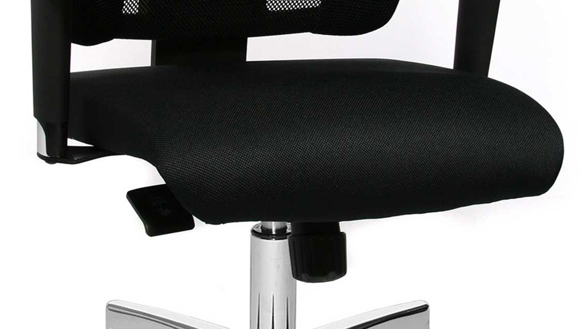 Drehstuhl OrthoSedis aus Kunstfaser Stoff in Schwarz Komfortdrehstuhl OrthoSedis 60 - Chefsessel schwarzer Bezug TT200 & poliertes Aluminium-Drehkreuz