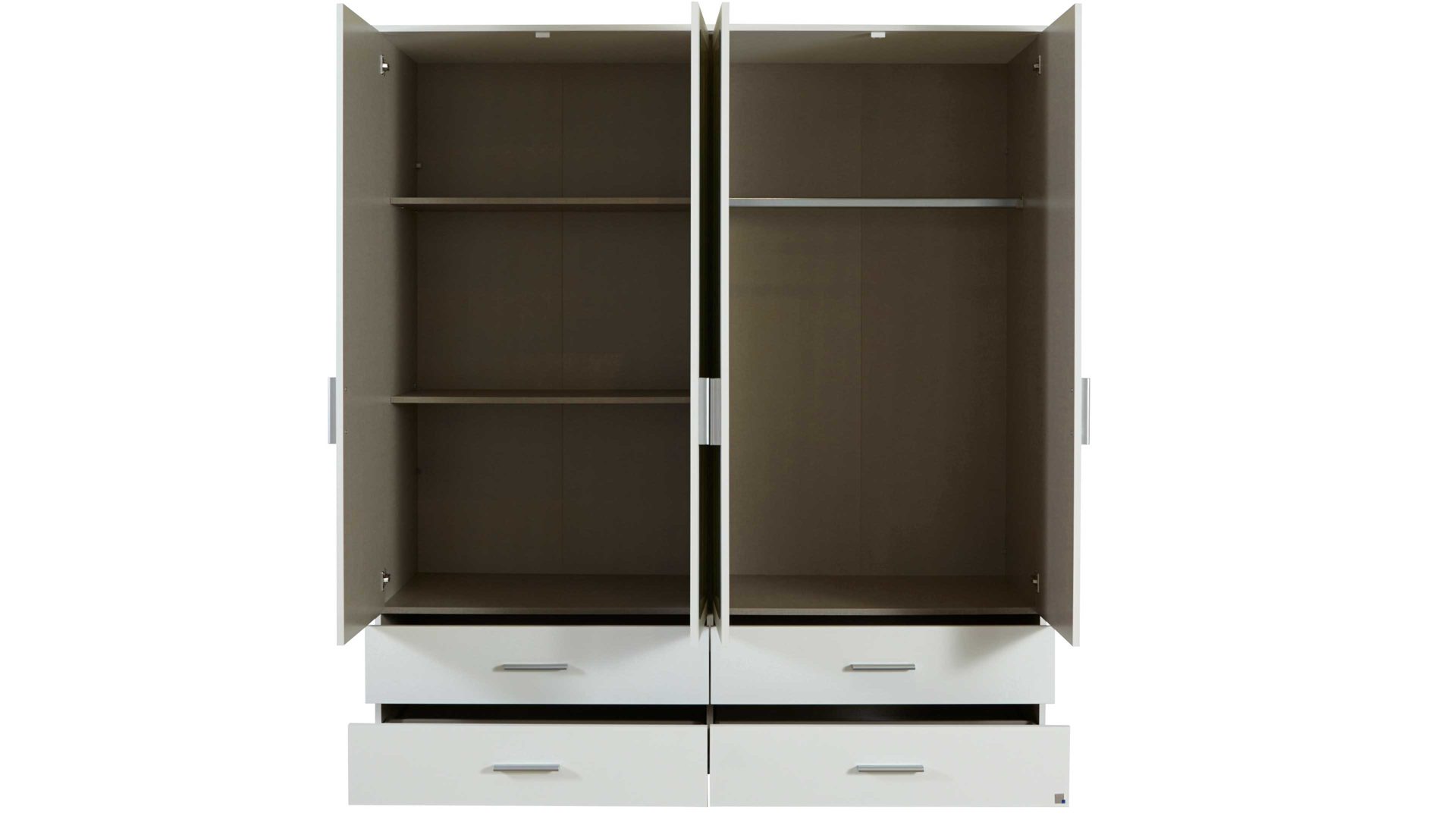 Kleiderschrank Rauch aus Holz in Weiß rauch BLUE Kleiderschrank Rasant - Schlafzimmerschrank Alpinweiß – Breite ca. 168 cm, vier Türen, vier Schubladen