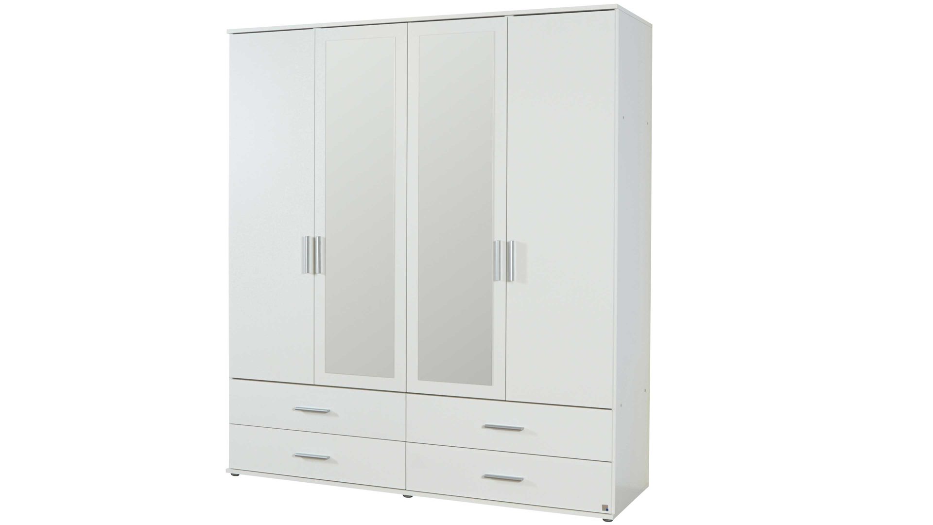 Kleiderschrank Rauch aus Holz in Weiß rauch BLUE Kleiderschrank Rasant - Schlafzimmerschrank Alpinweiß – Breite ca. 168 cm, vier Türen, vier Schubladen