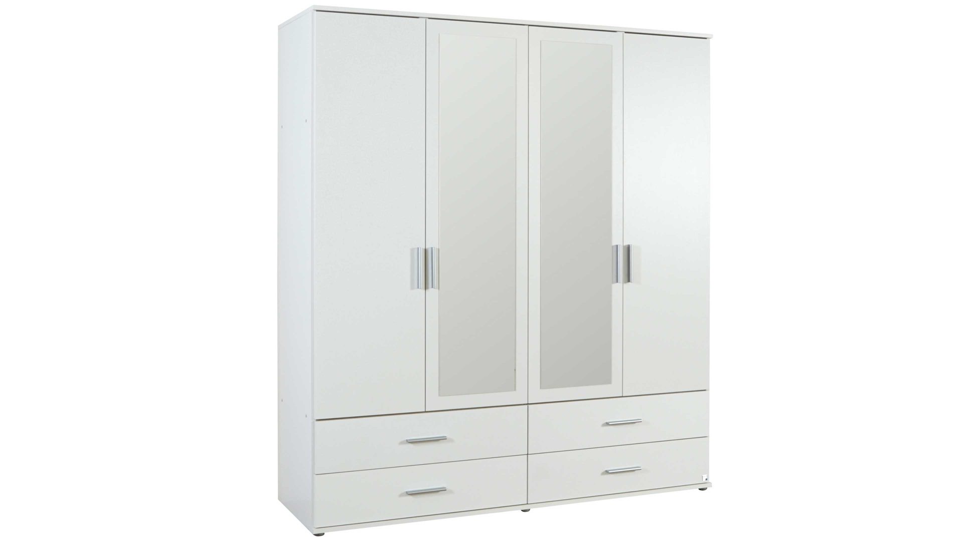 Kleiderschrank Rauch aus Holz in Weiß rauch BLUE Kleiderschrank Rasant - Schlafzimmerschrank Alpinweiß – Breite ca. 168 cm, vier Türen, vier Schubladen