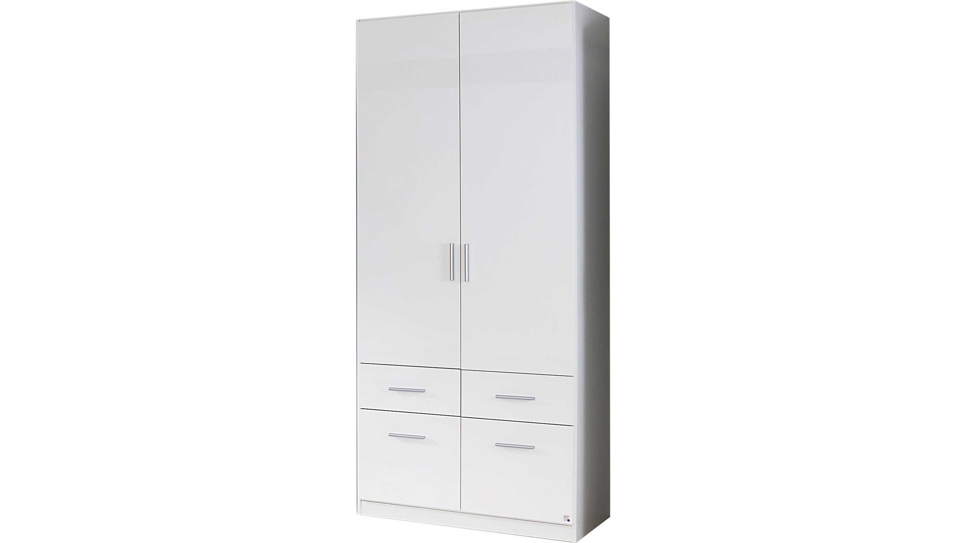 Kleiderschrank Rauch aus Holz in Weiß rauch BLUE Kleiderschrank Celle Alpinweiß – Breite ca. 91 cm, zwei Türen, vier Schubladen