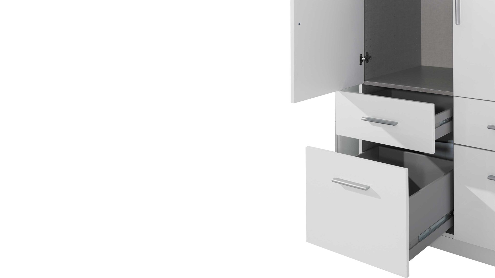 Kleiderschrank Rauch aus Holz in Weiß rauch BLUE Kleiderschrank Celle Alpinweiß – Breite ca. 91 cm, zwei Türen, vier Schubladen