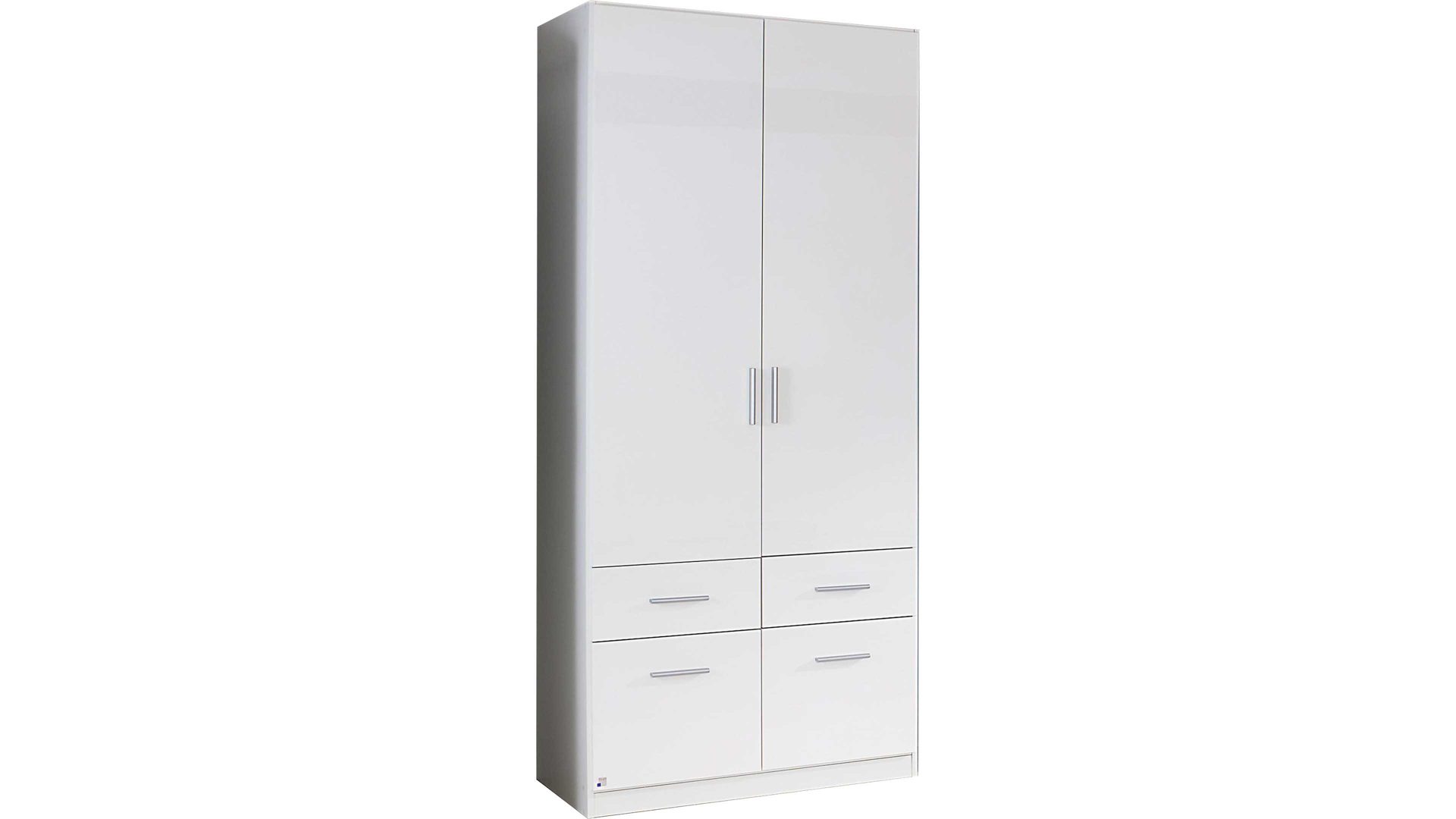 Kleiderschrank Rauch aus Holz in Weiß rauch BLUE Kleiderschrank Celle Alpinweiß – Breite ca. 91 cm, zwei Türen, vier Schubladen