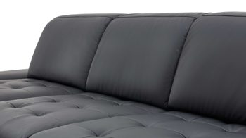 Ecksofa KAWOO aus Leder in Schwarz KAWOO Polsterprogramm Torino - Ecksofa Torino schwarzes Leder Punch & Chromfüße B – Stellfläche ca. 186 x 282 cm