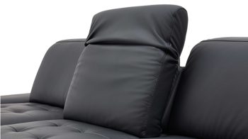 Ecksofa KAWOO aus Leder in Schwarz KAWOO Polsterprogramm Torino - Ecksofa Torino schwarzes Leder Punch & Chromfüße B – Stellfläche ca. 186 x 282 cm
