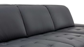 Ecksofa KAWOO aus Leder in Schwarz KAWOO Polsterserie Torino - Ecksofa bzw. Polstermöbel schwarzes Leder Punch & Chromfüße B – Stellfläche ca. 282 x 186 cm