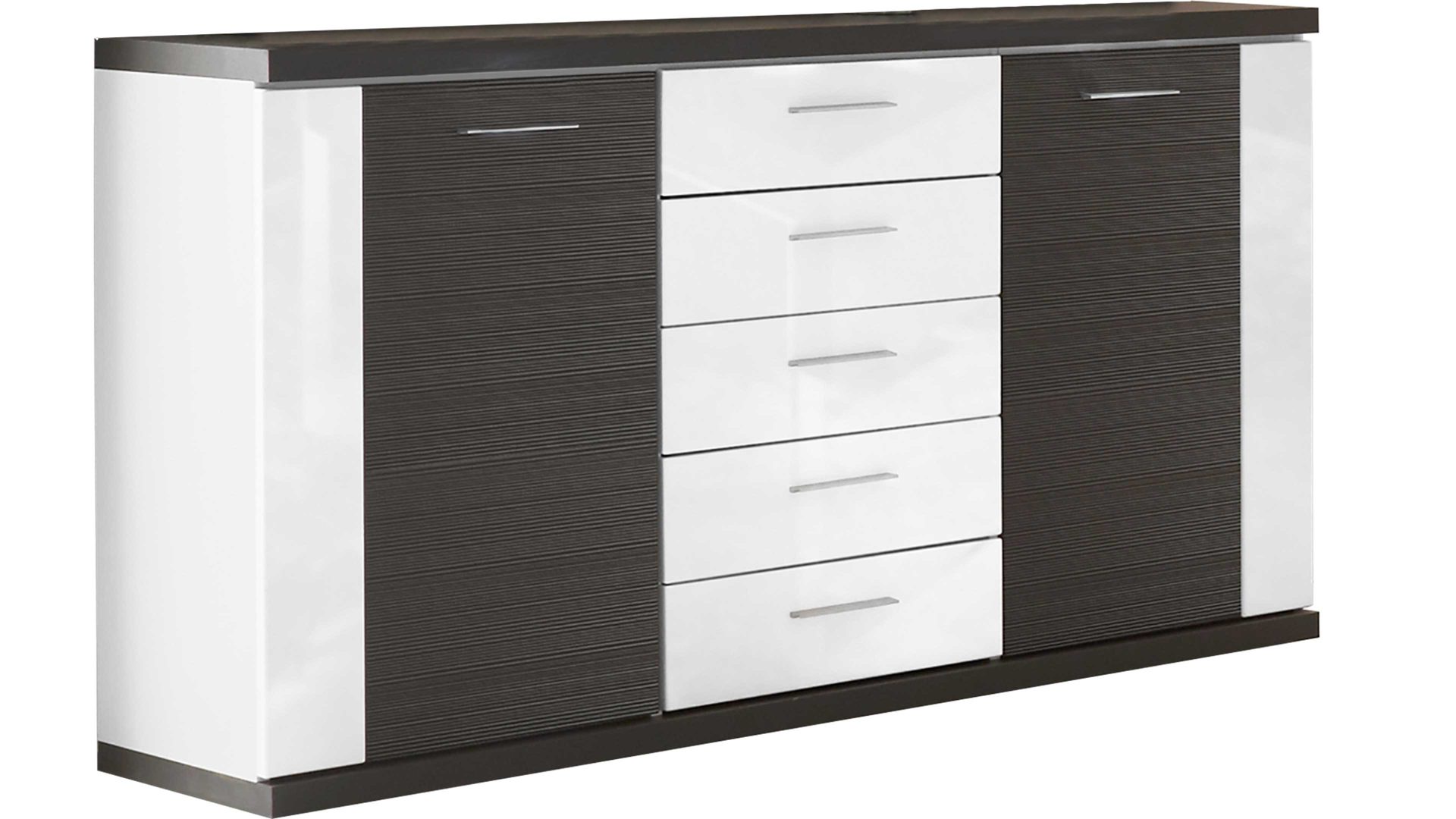 Sideboard Ideal möbel aus Holz in Schwarz Sideboard Manhattan Weiß & Graphit – zwei  Türen, fünf Schubladen