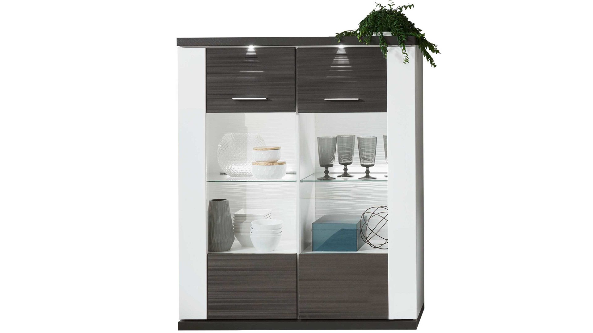 Highboard Ideal möbel aus Holz in Grau Highboard Manhattan Weiß & Graphit – zwei  Türen