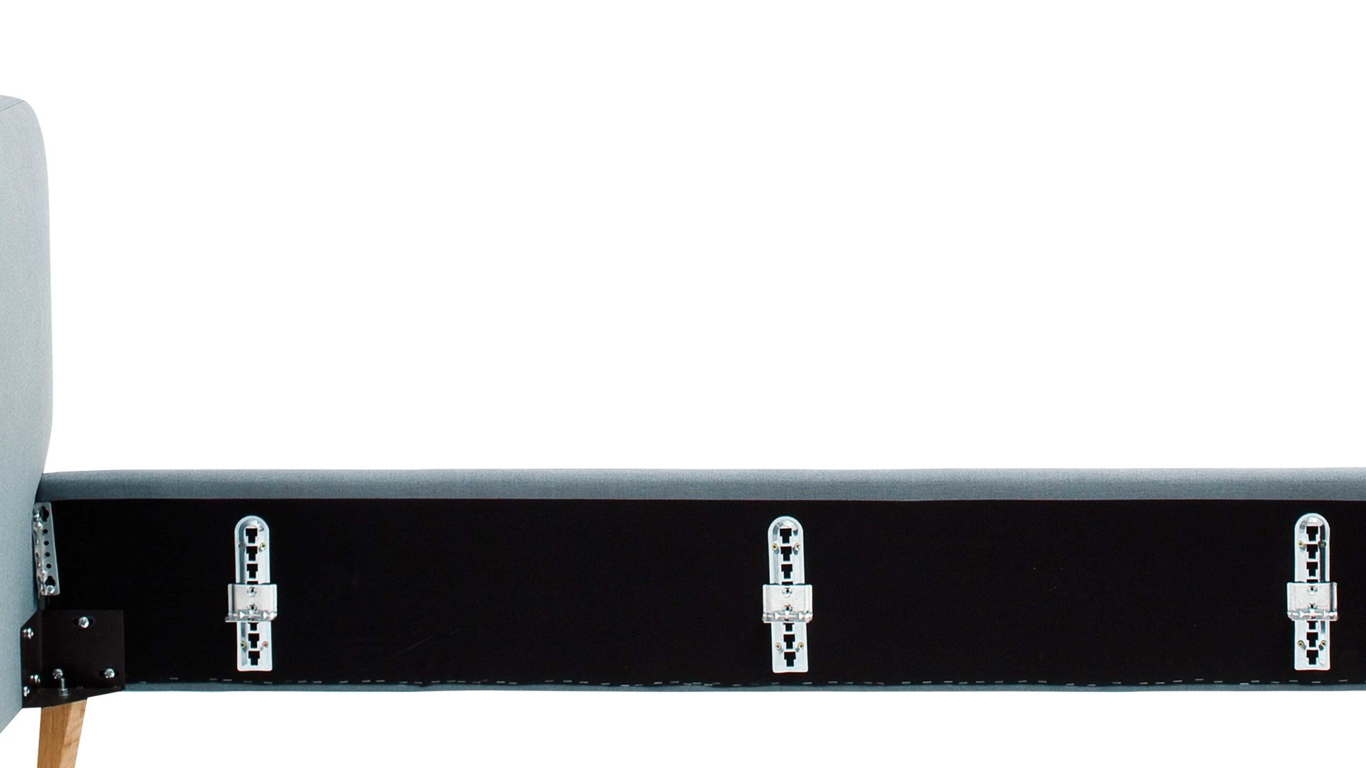 Bettgestell Meise.möbel aus Stoff in Hellblau Polsterbettgestell Mattis eisblaues Flachgewebe Aspen 84 & Holzfüße - Liegefläche ca. 140 x 200 cm