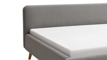 Bettgestell Meise.möbel aus Stoff in Hellgrau Polsterbettgestell Mattis hellgraues Flachgewebe Aspen 92 & Holzfüße - Liegefläche ca. 180 x 200 cm