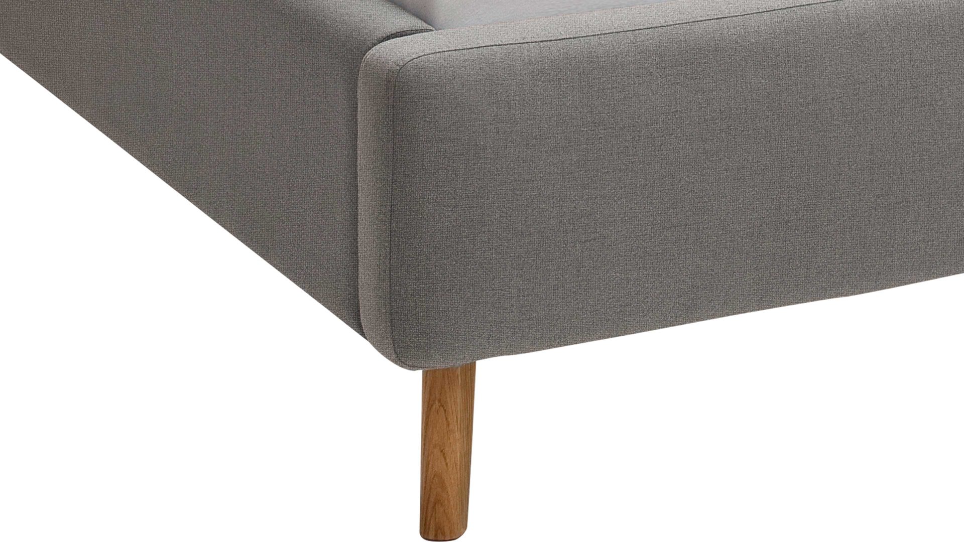 Bettgestell Meise.möbel aus Stoff in Hellgrau Polsterbettgestell Mattis hellgraues Flachgewebe Aspen 92 & Holzfüße - Liegefläche ca. 180 x 200 cm