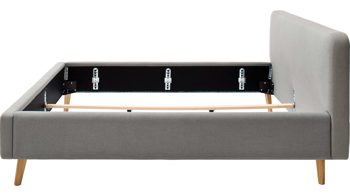 Bettgestell Meise.möbel aus Stoff in Hellgrau Polsterbettgestell Mattis hellgraues Flachgewebe Aspen 92 & Holzfüße - Liegefläche ca. 180 x 200 cm