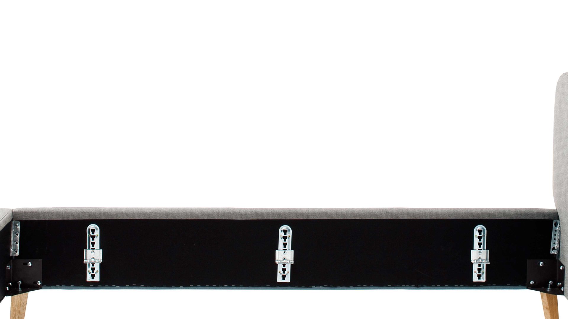 Bettgestell Meise.möbel aus Stoff in Hellgrau Polsterbettgestell Mattis hellgraues Flachgewebe Aspen 92 & Holzfüße - Liegefläche ca. 160 x 200 cm