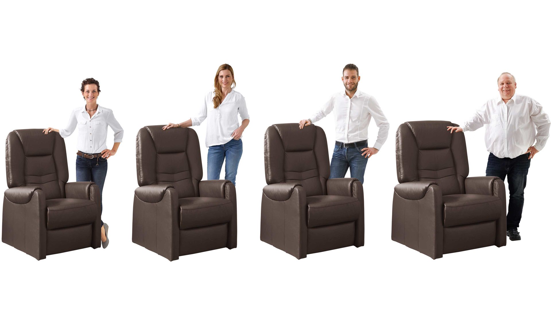 Relaxsessel Steinpol polsteria aus Leder in Dunkelbraun TV-Sessel Carlos moccafarbenes LongLife-Leder Punch – Ergonomie L