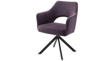 Polsterstuhl Mca furniture aus Stoff in Lila Polsterstuhl mit Drehfunktion merlotfarbene Chenille & schwarzer Stahl
