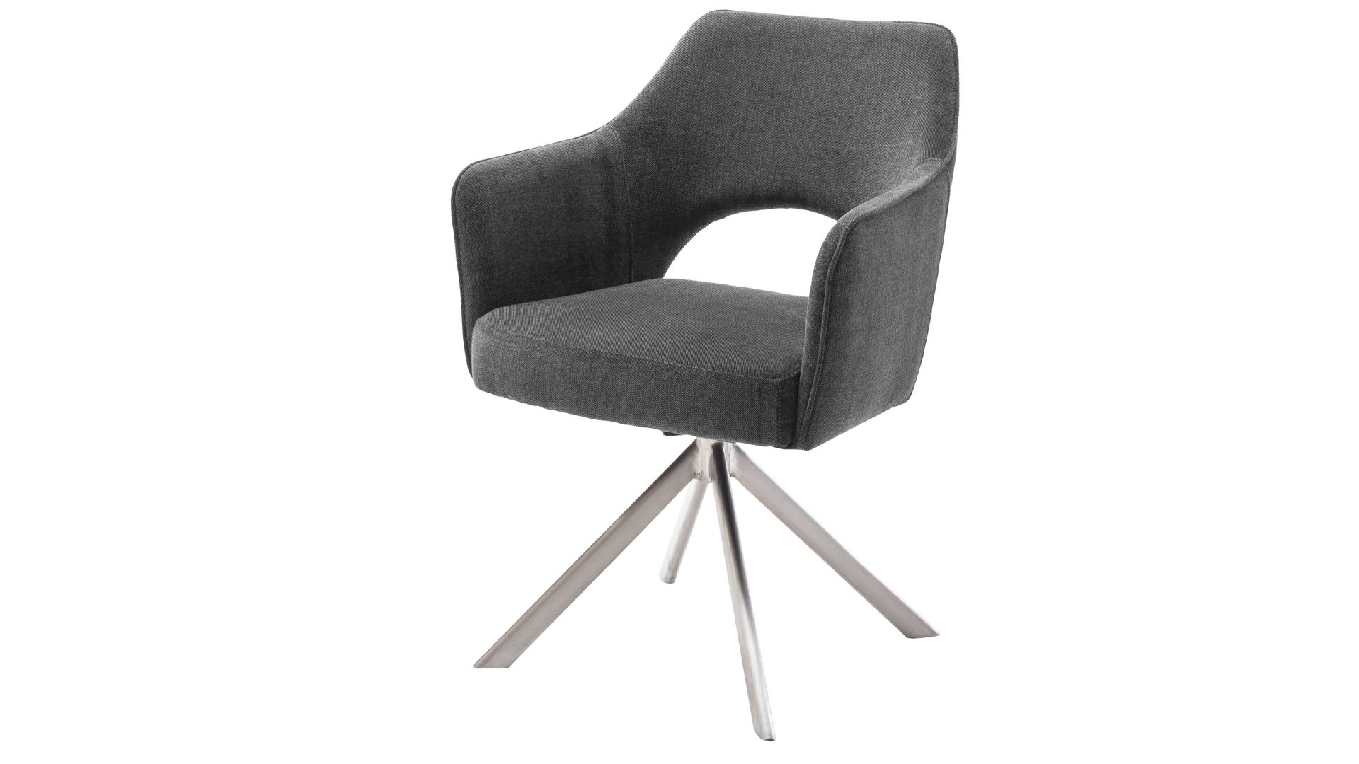 Polsterstuhl Mca furniture aus Stoff in Grau Polsterstuhl mit Drehfunktion dunkelgraue Chenille & Edelstahl