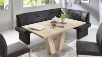 Eckbank Niehoff sitzmoebel aus Stoff in Anthrazit NIEHOFF SITZMÖBEL Eckbank Lisa anthrazitfarbene Mikrofaser – Stellfläche ca. 202 x 152 cm