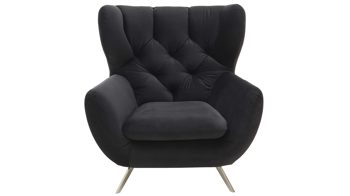 Polstersessel SOFAkultur aus Stoff in Schwarz SOFAkultur Programm SK 254 Sixty 2.0 - Polstersessel schwarzer Bezug Velvet & Chromfüße