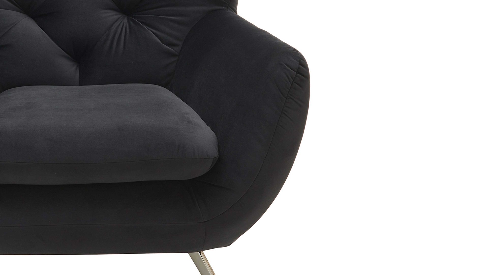 Polstersessel SOFAkultur aus Stoff in Schwarz SOFAkultur Programm SK 254 Sixty 2.0 - Polstersessel schwarzer Bezug Velvet & Chromfüße