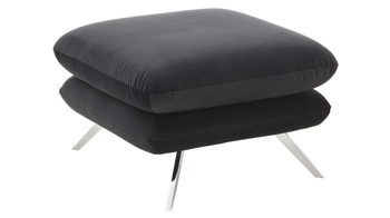 Polsterhocker SOFAkultur aus Stoff in Schwarz SOFAkultur Programm SK 254 - Polsterhocker schwarzer Bezug Velvet & Chromfüße – ca. 70 x 70 cm