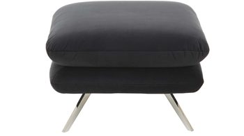 Polsterhocker SOFAkultur aus Stoff in Schwarz SOFAkultur Programm SK 254 - Polsterhocker schwarzer Bezug Velvet & Chromfüße – ca. 70 x 70 cm