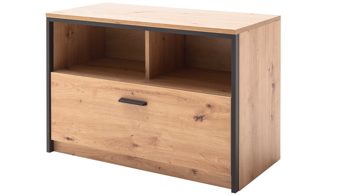 Garderobenbank Mca furniture aus Holz in Holzfarben Garderobenserie Bergen – Garderobenbank Balkeneiche & Anthrazit – eine Klapptür