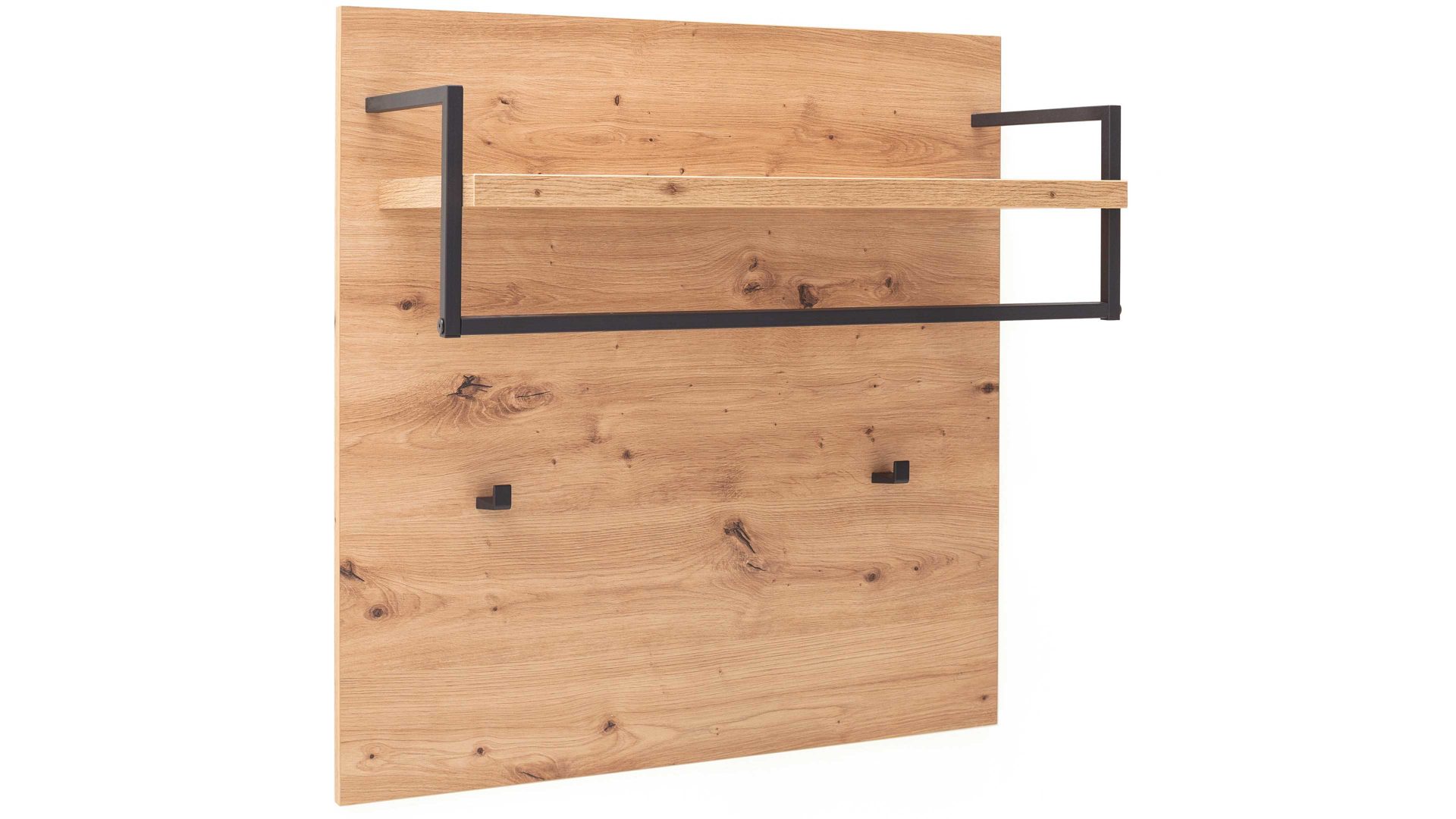 Wandgarderobe Mca furniture aus Holz in Holzfarben Garderobenserie Bergen – Wandgarderobe Balkeneiche & Anthrazit – ca. 78 x 80 cm