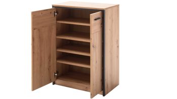 Türenkommode Mca furniture aus Holz in Holzfarben Garderobenserie Bergen – Türenkommode Balkeneiche & Anthrazit – zwei Türen