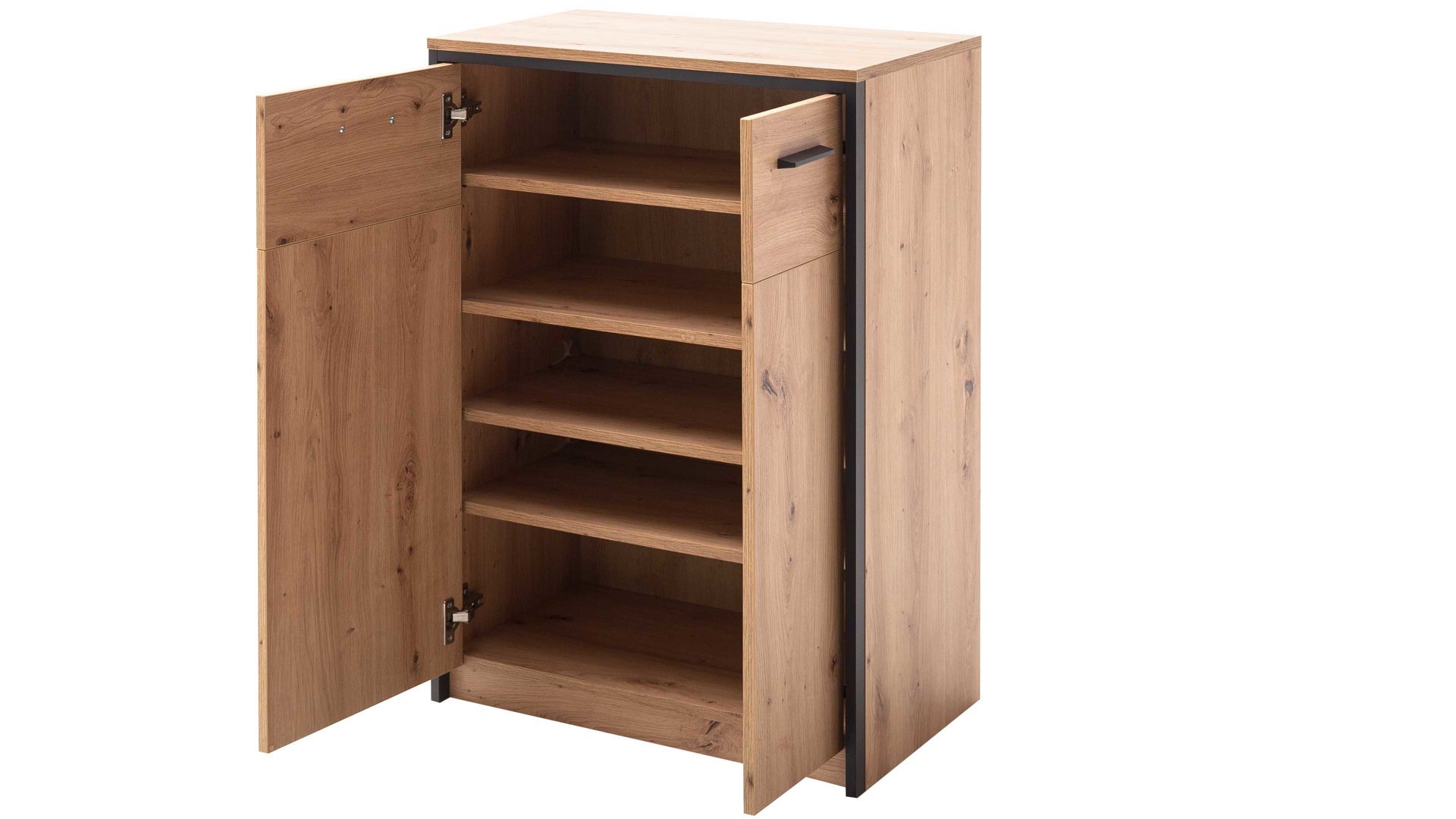 Türenkommode Mca furniture aus Holz in Holzfarben Garderobenserie Bergen – Türenkommode Balkeneiche & Anthrazit – zwei Türen