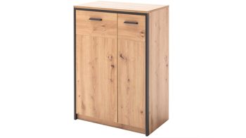 Garderoben-Set Mca furniture aus Holz in Holzfarben Garderobenserie Bergen – Komplett-Set Balkeneiche & Anthrazit – fünfteilig