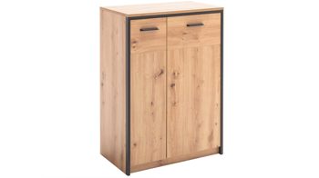 Garderoben-Set Mca furniture aus Holz in Holzfarben Garderobenserie Bergen – Komplett-Set Balkeneiche & Anthrazit – fünfteilig