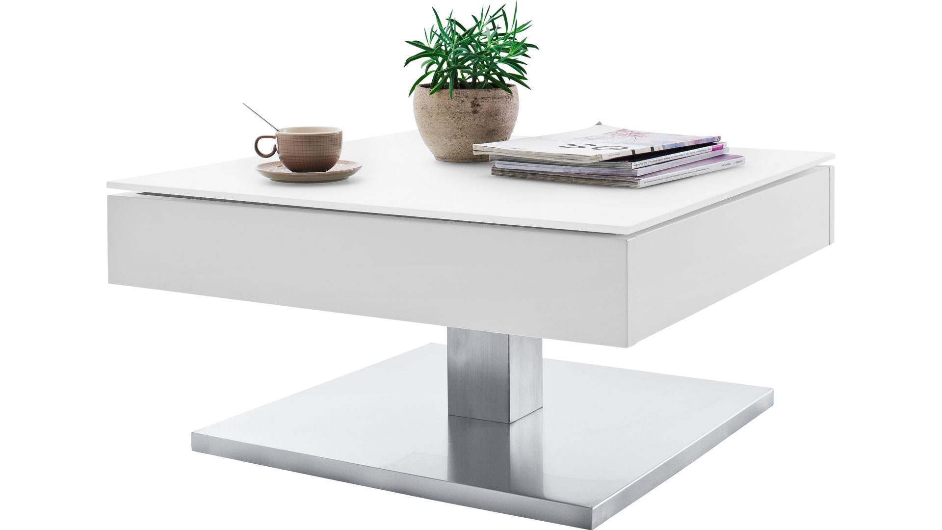Couchtisch A better place furniture aus Holz in Weiß Couchtisch Mariko Weiß & Edelstahl – ca. 75 x 75 cm