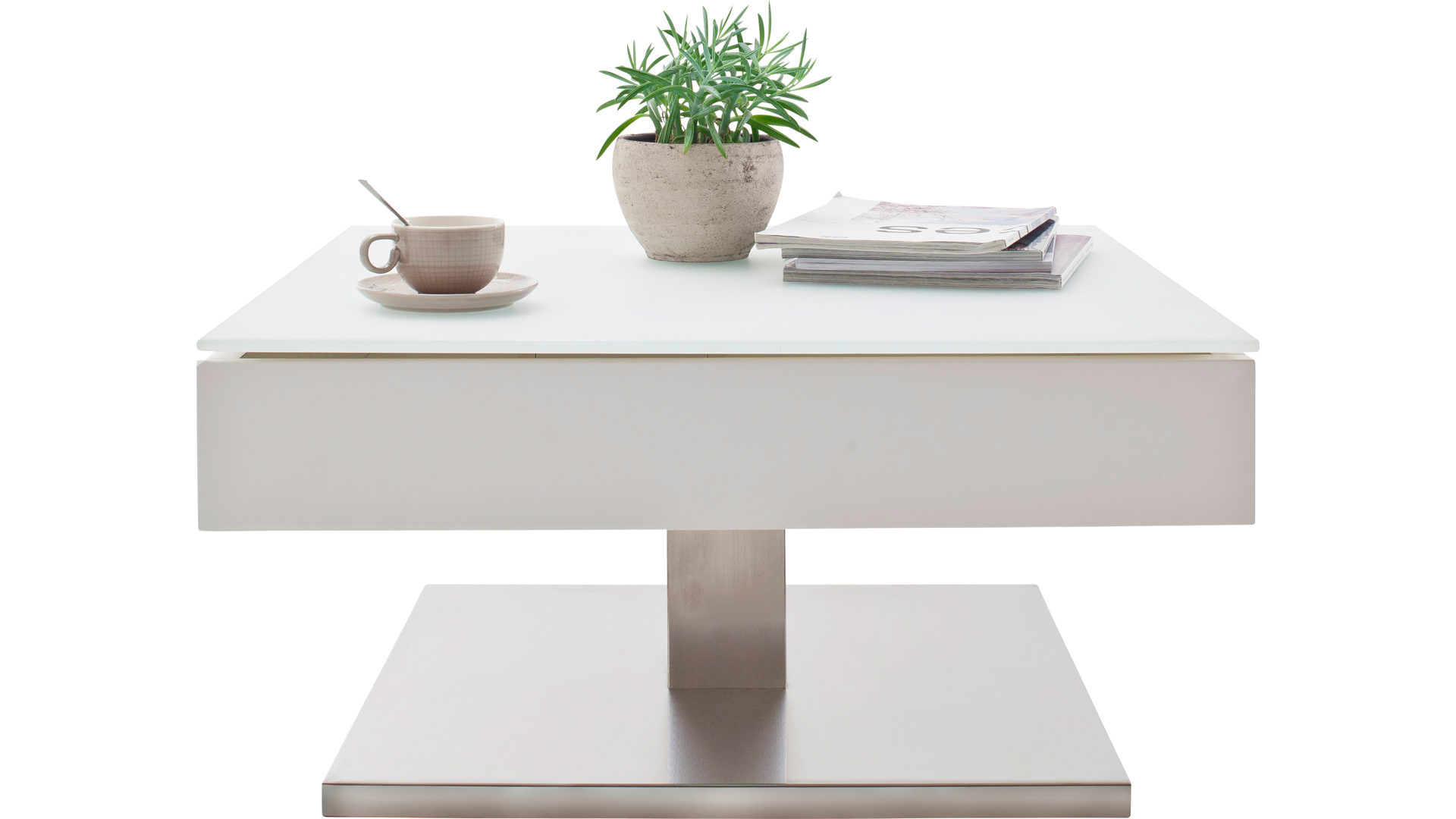 Couchtisch A better place furniture aus Holz in Weiß Couchtisch Mariko Weiß & Edelstahl – ca. 75 x 75 cm