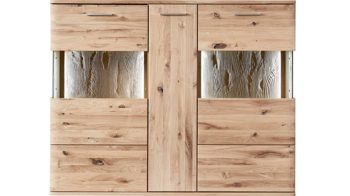 Highboard Mca direkt aus Holz in Holzfarben Wohnprogramm Santori - Highboard Eiche & Asteiche – drei Türen