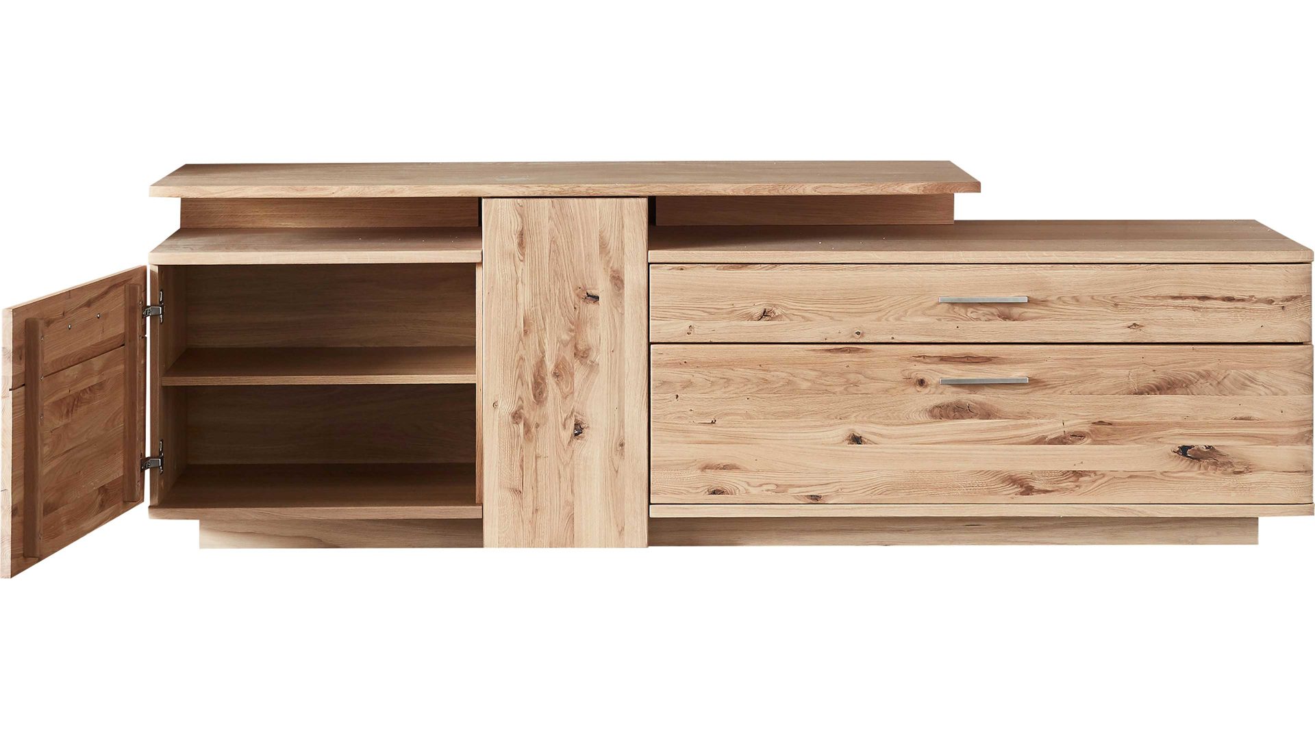 Lowboard Mca furniture aus Holz in Holzfarben Wohnprogramm Santori - Medien-Lowboard Eiche & Asteiche – drei Türen, zwei Fächer
