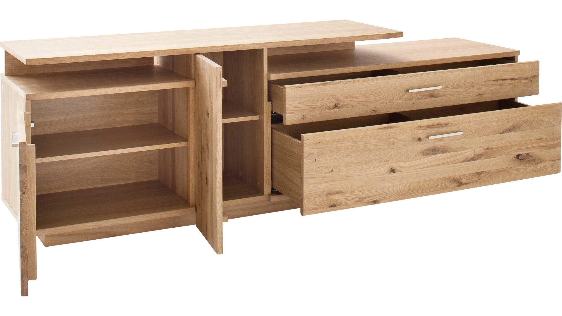 Lowboard Mca furniture aus Holz in Holzfarben Wohnprogramm Santori - Medien-Lowboard Eiche & Asteiche – drei Türen, zwei Fächer