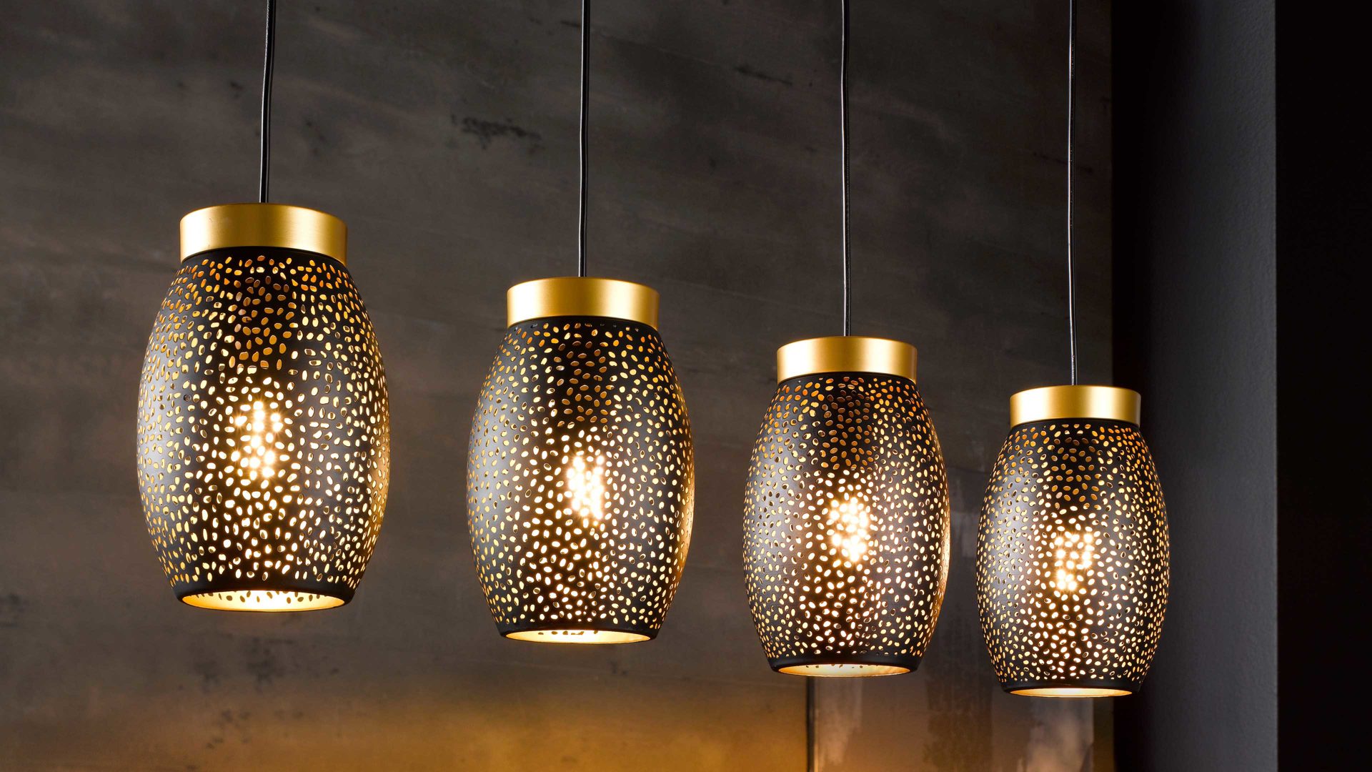 Pendelleuchte Globo lighting aus Metall in Schwarz GLOBO Hängelampe Narri mattschwarzes & goldfarbenes Metall – Länge ca. 90 cm