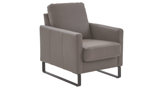Sessel COMFORT SMART aus Leder in Grau COMFORT SMART Anuk - Sessel elefantfarbenes Leder Soft-Line
