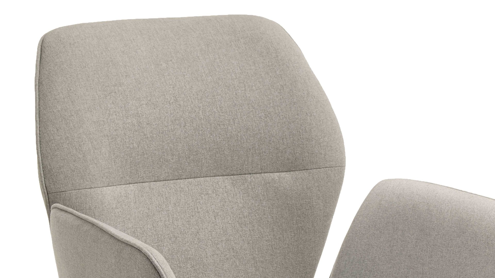 Vierfußstuhl Niehoff sitzmoebel aus Stoff in Hellgrau NIEHOFF SITZMÖBEL Armlehnstuhl Merlot Rückholfunktion - silberfarbener Webstoff Venice 859 & Wildeiche