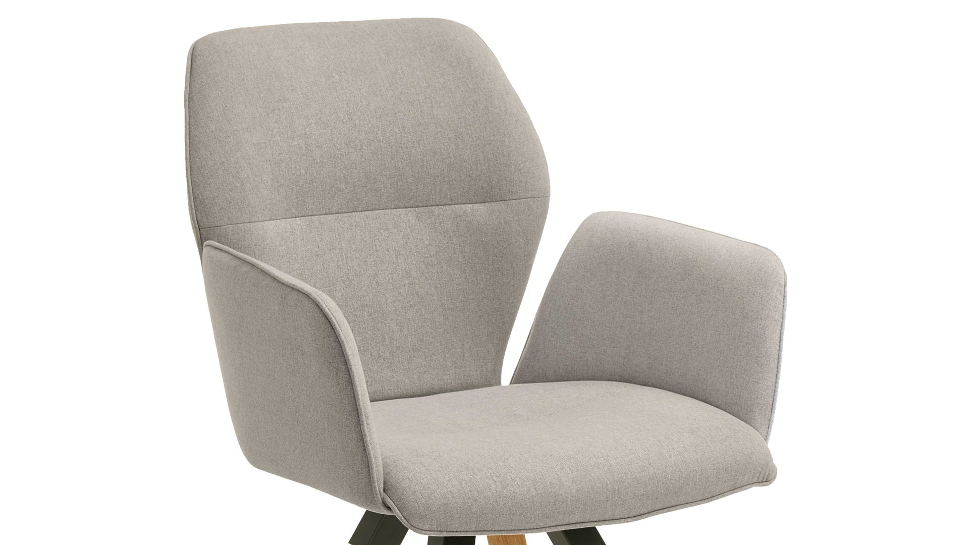 Vierfußstuhl Niehoff sitzmoebel aus Stoff in Hellgrau NIEHOFF SITZMÖBEL Armlehnstuhl Merlot Rückholfunktion - silberfarbener Webstoff Venice 859 & Wildeiche