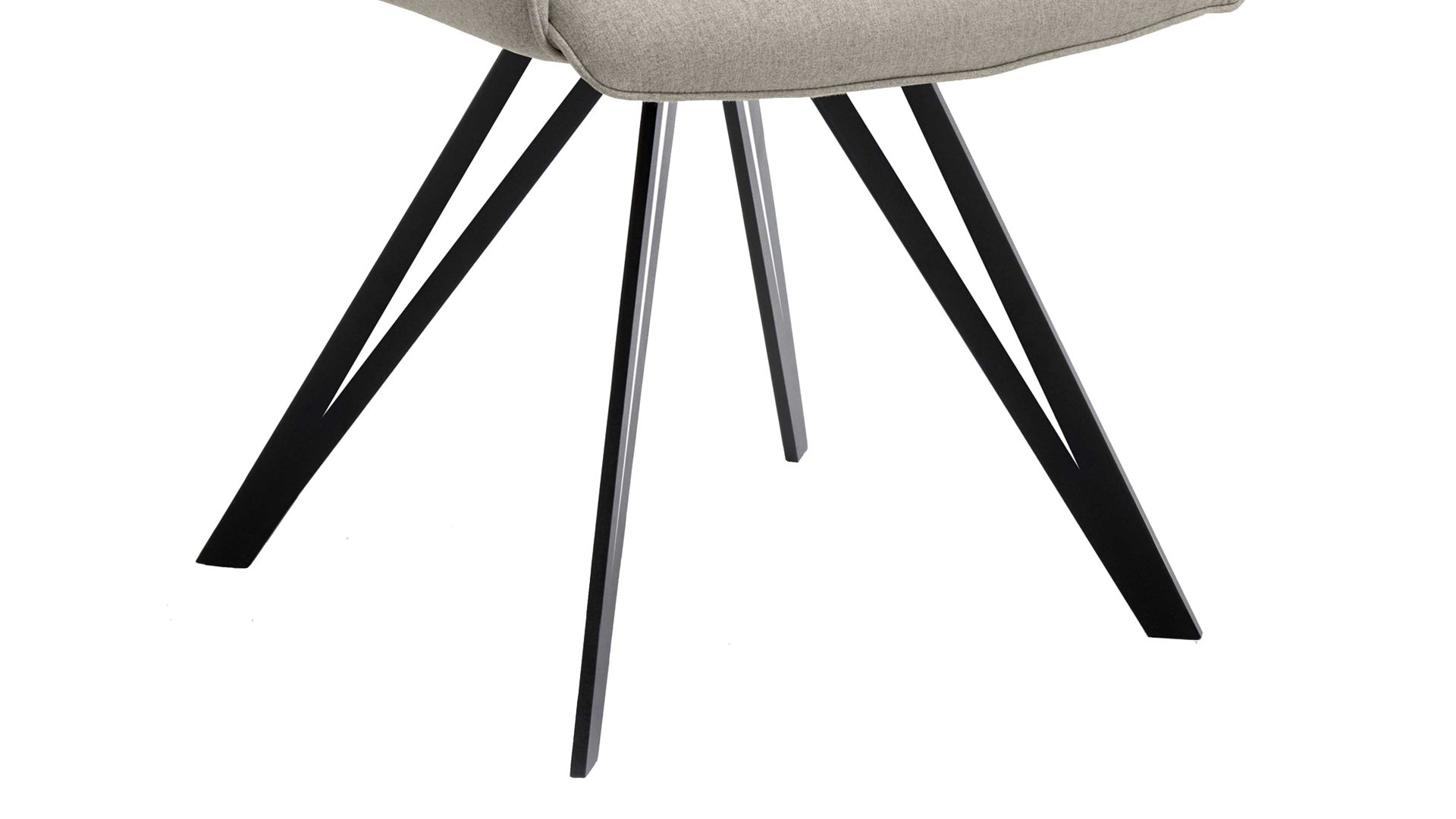 Vierfußstuhl Niehoff sitzmoebel aus Stoff in Hellgrau NIEHOFF SITZMÖBEL Armlehnstuhl Merlot silberfarbener Webstoff Venice 859 & schwarzer Stahl