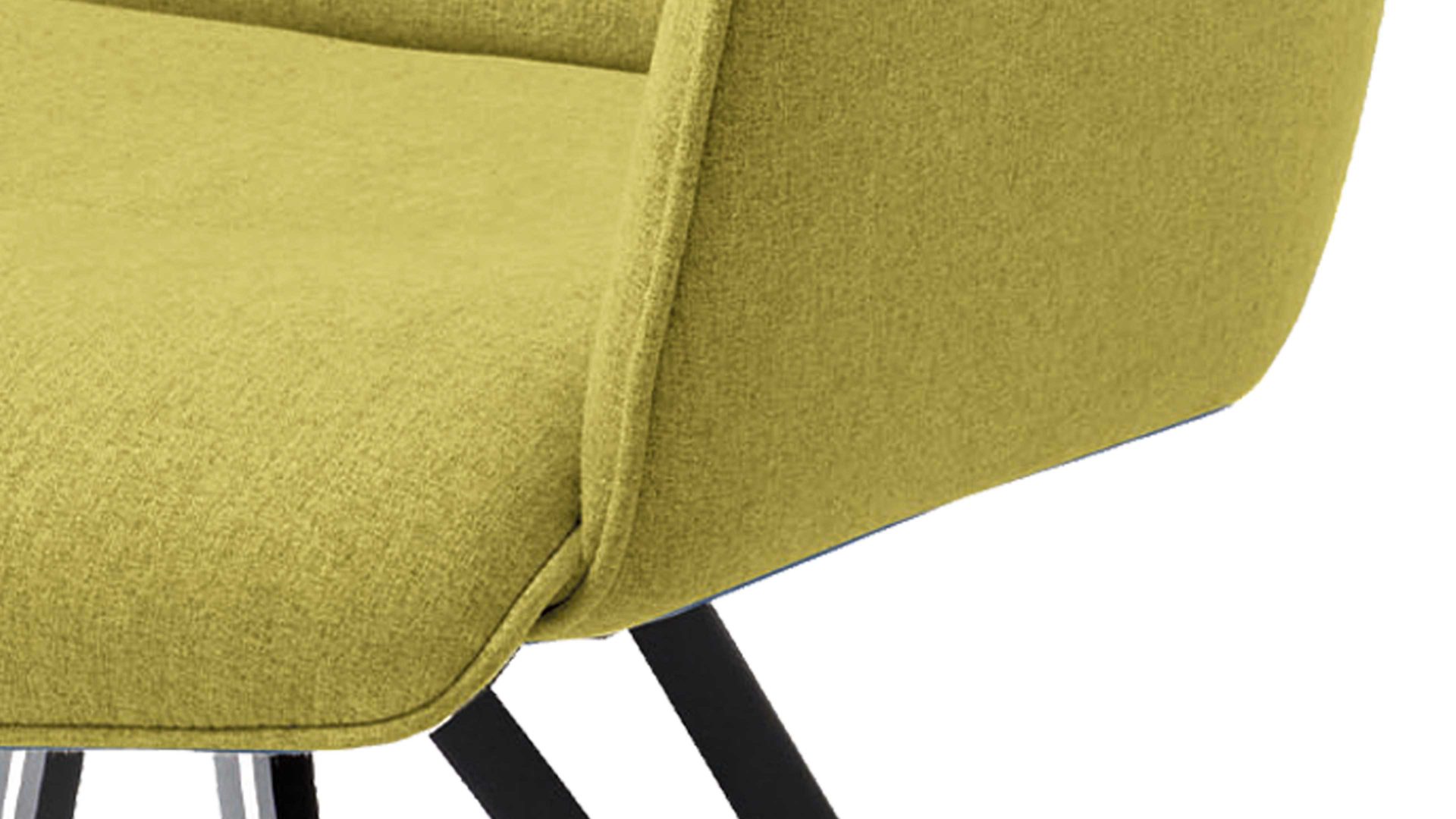 Vierfußstuhl Niehoff sitzmoebel aus Stoff in Hellgrün NIEHOFF SITZMÖBEL Armlehnstuhl Merlot grüner Bezug Venice 855 & schwarzes Eisen