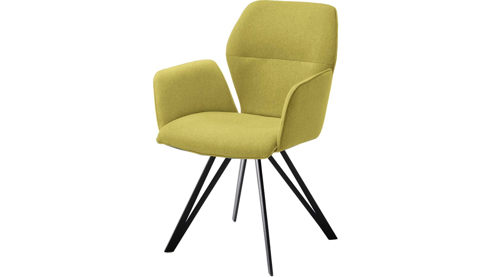 Vierfußstuhl Niehoff sitzmoebel aus Stoff in Hellgrün NIEHOFF SITZMÖBEL Armlehnstuhl Merlot grüner Bezug Venice 855 & schwarzes Eisen