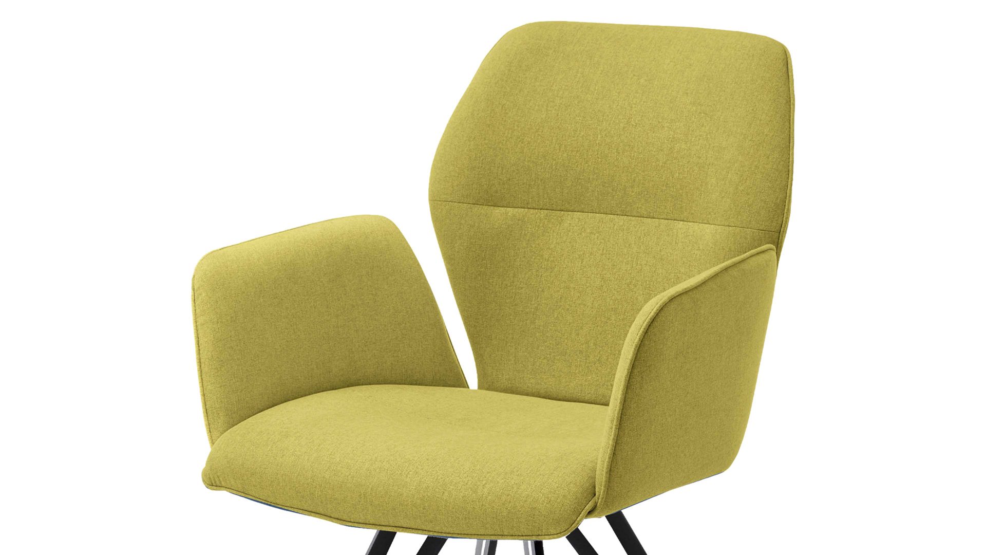 Vierfußstuhl Niehoff sitzmoebel aus Stoff in Hellgrün NIEHOFF SITZMÖBEL Armlehnstuhl Merlot grüner Bezug Venice 855 & schwarzes Eisen