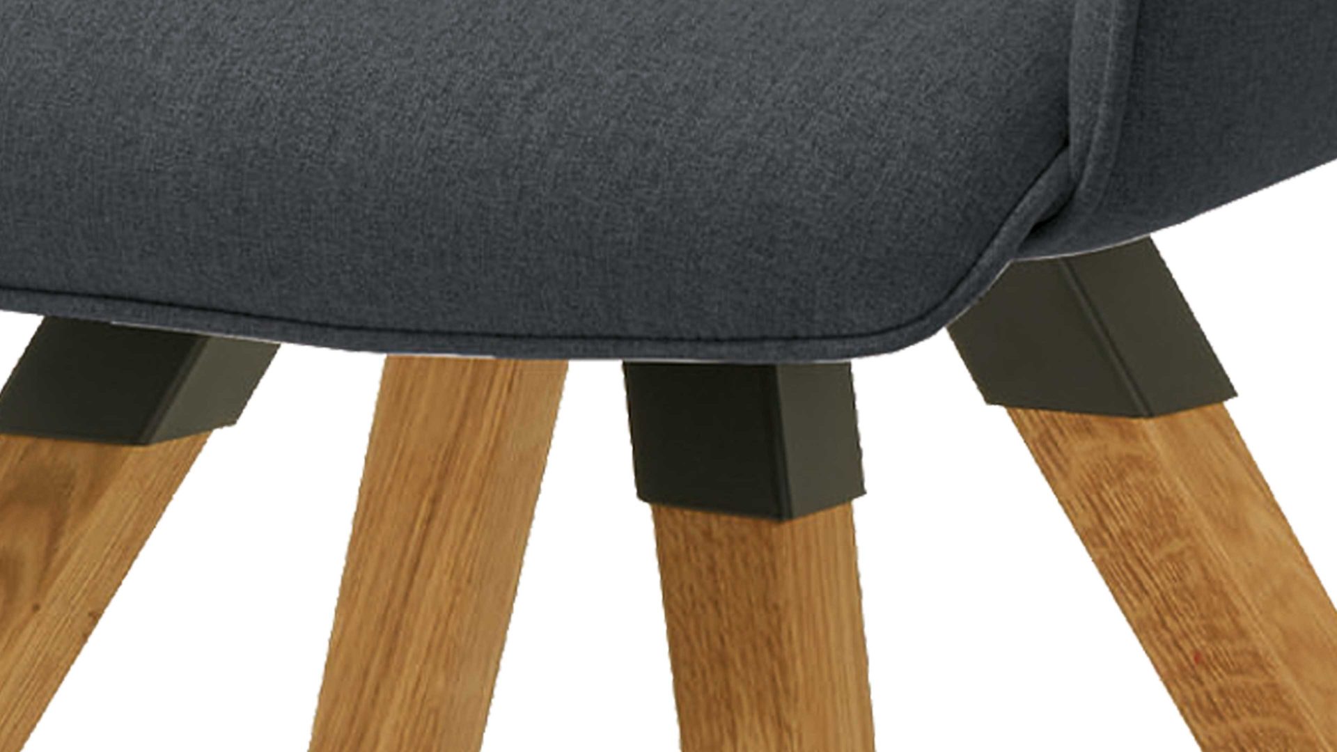 Vierfußstuhl Niehoff sitzmoebel aus Stoff in Dunkelgrau NIEHOFF SITZMÖBEL Armlehnstuhl Merlot Rückholfunktion - graphitfarbener Webstoff Venice 850 & Wildeiche